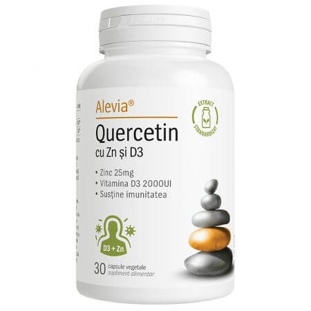 Quercetina cu Zn si Vitamina D3, 30 capsule vegetale, Alevia